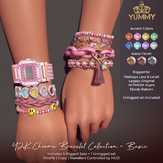 Second Life Marketplace - (Yummy) Y2K Chroma Bracelet Collection